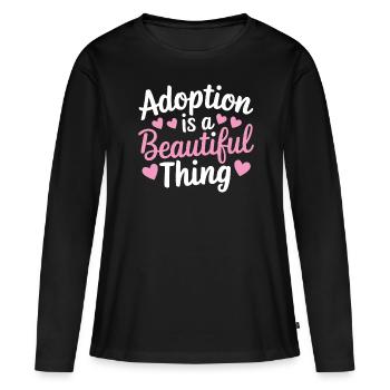 L’adoption est une belle chose Drôle d’adoption - T-shirt manches longues Premium bio Femme - noir - Devant - Julia (174cm)
