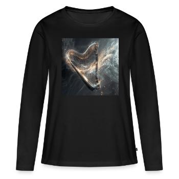 Harfe - Frauen Premium Bio Langarmshirt - Schwarz - Vorne - Julia (174cm)