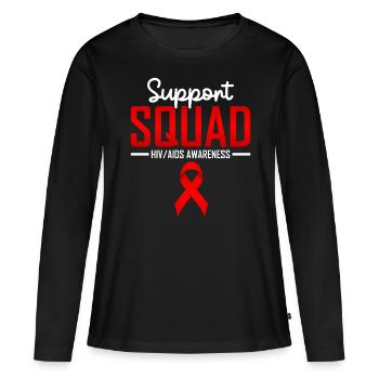 Escouade de soutien Sensibilisation au VIH Sida Ruban rouge VIH - T-shirt manches longues Premium bio Femme - noir - Devant - Julia (174cm)
