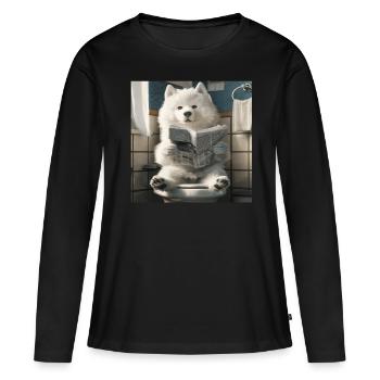 Samojede - Frauen Premium Bio Langarmshirt - Schwarz - Vorne - Julia (174cm)