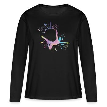 Anneau aérien Aerialist Anneau d’air Lyra - T-shirt manches longues Premium bio Femme - noir - Devant - Julia (174cm)