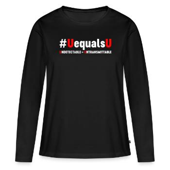 U est égal à U Ruban rouge indétectable - T-shirt manches longues Premium bio Femme - noir - Devant - Julia (174cm)