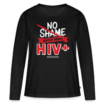 Pas de honte à être séropositif Ruban Rouge sida - T-shirt manches longues Premium bio Femme - noir - Devant - Julia (174cm)