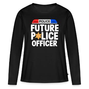 Futur policier Police policière - T-shirt manches longues Premium bio Femme - noir - Devant - Julia (174cm)