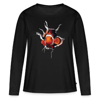 Clownfisch - Frauen Premium Bio Langarmshirt - Schwarz - Vorne - Julia (174cm)