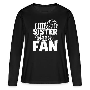 Kleine Schwester Größter Fan Volleyball Lustige Beule - Frauen Premium Bio Langarmshirt - Schwarz - Vorne - Julia (174cm)
