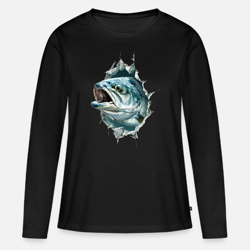 Tarpon - Frauen Premium Bio Langarmshirt - Schwarz