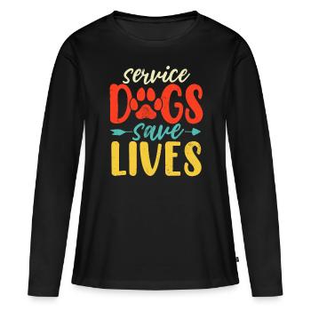 Les chiens d’assistance sauvent des vies Chien rétro Animal canin - T-shirt manches longues Premium bio Femme - noir - Devant - Julia (174cm)