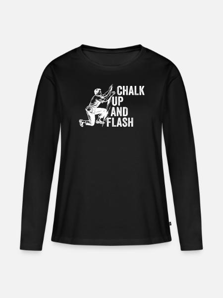Boulderer Chalk Up Und Flash Bouldering - Frauen Premium Bio Langarmshirt - Schwarz