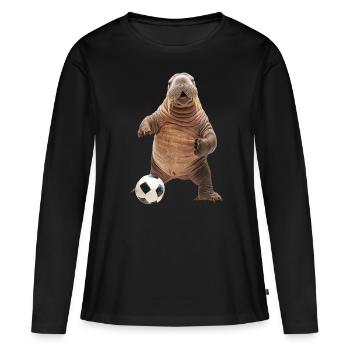 Walross - Frauen Premium Bio Langarmshirt - Schwarz - Vorne - Julia (174cm)