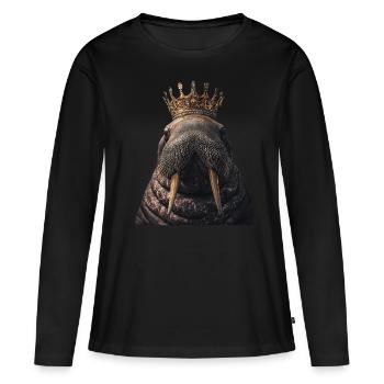Walross - Frauen Premium Bio Langarmshirt - Schwarz - Vorne - Julia (174cm)