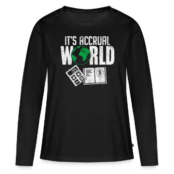 C’est la comptabilité d’exercice Comptabilité mondiale Comptabilité amusante - T-shirt manches longues Premium bio Femme - noir - Devant - Julia (174cm)