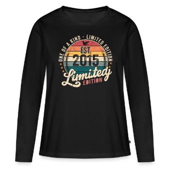 Geburtstagsgeschenk 2015 Jahrgang 2015 Retro 2015 - Frauen Premium Bio Langarmshirt - Schwarz - Vorne - Julia (174cm)