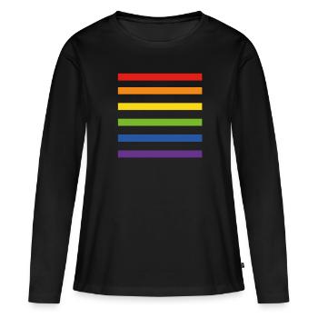 Drapeau arc-en-ciel - T-shirt manches longues Premium bio Femme - noir - Devant - Julia (174cm)