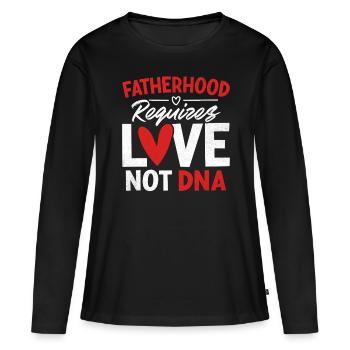 La paternité exige de l’amour, pas de l’ADN Drôle de piège - T-shirt manches longues Premium bio Femme - noir - Devant - Julia (174cm)