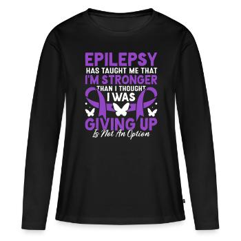 Epilepsie hat mich gelehrt Purple Ribbon Epilepsie - Frauen Premium Bio Langarmshirt - Schwarz - Vorne - Julia (174cm)