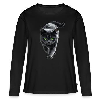 Britisch Kurzhaar - Frauen Premium Bio Langarmshirt - Schwarz - Vorne - Julia (174cm)