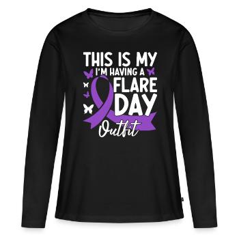 C’est mon moi qui ai une éruption jour Ruban violet - T-shirt manches longues Premium bio Femme - noir - Devant - Julia (174cm)