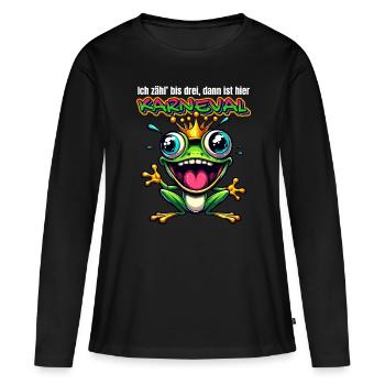 Carnaval Grenouille Grenouille Prince Cologne Alaaf Drôle - T-shirt manches longues Premium bio Femme - noir - Devant - Julia (174cm)