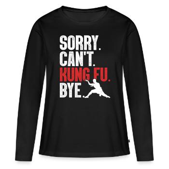 Drôle Kung Fu Self Défense Shaolin Wing Chun Kung - T-shirt manches longues Premium bio Femme - noir - Devant - Julia (174cm)