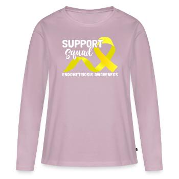Escouade de soutien Ruban jaune Endométriose - T-shirt manches longues Premium bio Femme - rose poudré - Devant - Julia (174cm)