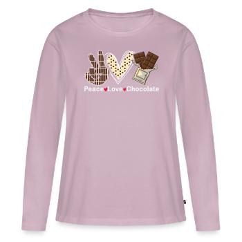 Peace Love Chocolate Choco Candy Confectionery - Women's Premium Organic Long Sleeve Shirt - dusky pink - Front - Julia (174cm)
