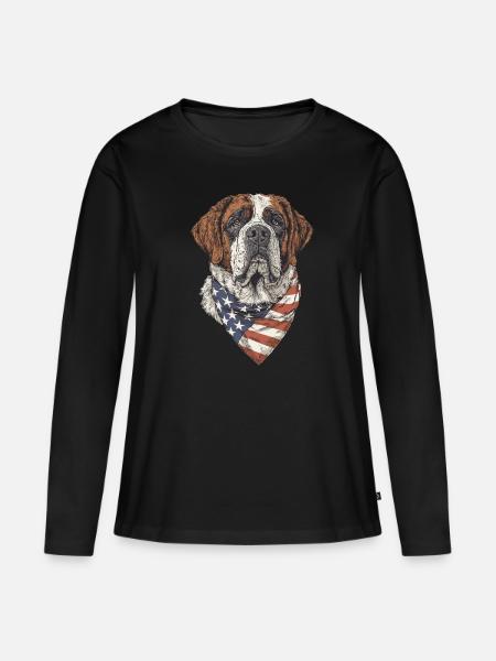 Bernhardiner - Frauen Premium Bio Langarmshirt - Schwarz