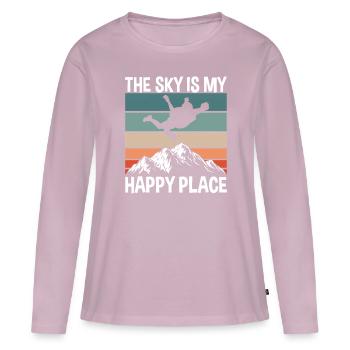 Parachute Happy Place - T-shirt manches longues Premium bio Femme - rose poudré - Devant - Julia (174cm)