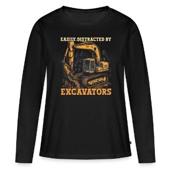 Distrait par Bagger - T-shirt manches longues Premium bio Femme - noir - Devant - Julia (174cm)