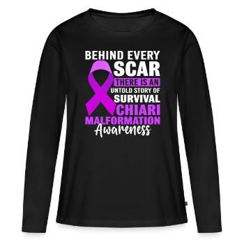 Hinter jeder Narbe lila Chiari-Fehlbildung - Frauen Premium Bio Langarmshirt - Schwarz - Vorne - Julia (174cm)