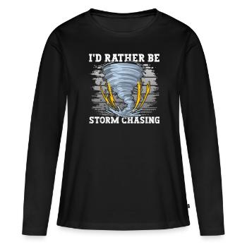 Tornado Sturm Jäger - Frauen Premium Bio Langarmshirt - Schwarz - Vorne - Julia (174cm)