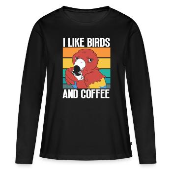 Observation des oiseaux Mignon Amoureux des oiseaux - T-shirt manches longues Premium bio Femme - noir - Devant - Julia (174cm)