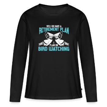 Observation des oiseaux Mignon Amoureux des oiseaux - T-shirt manches longues Premium bio Femme - noir - Devant - Julia (174cm)