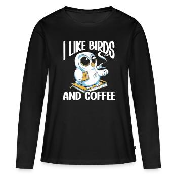 Observation des oiseaux Mignon Amoureux des oiseaux - T-shirt manches longues Premium bio Femme - noir - Devant - Julia (174cm)