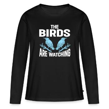 Observation des oiseaux Mignon Amoureux des oiseaux - T-shirt manches longues Premium bio Femme - noir - Devant - Julia (174cm)