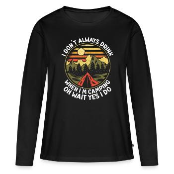 Camping Feu de camp Camper - T-shirt manches longues Premium bio Femme - noir - Devant - Julia (174cm)