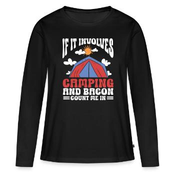 Camping Feu de camp Camper - T-shirt manches longues Premium bio Femme - noir - Devant - Julia (174cm)