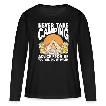 Camping Feu de camp Camper - T-shirt manches longues Premium bio Femme - noir - Devant - Julia (174cm)