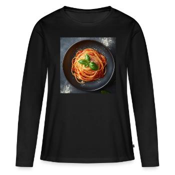 Pasta - Frauen Premium Bio Langarmshirt - Schwarz - Vorne - Julia (174cm)