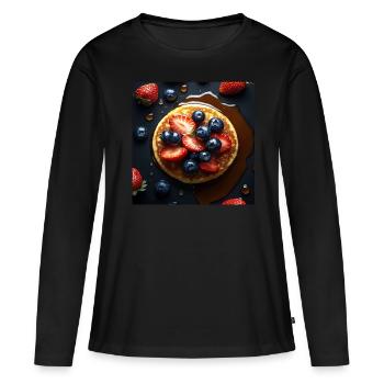 Pfannkuchen - Frauen Premium Bio Langarmshirt - Schwarz - Vorne - Julia (174cm)