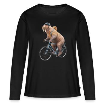 Walross - Frauen Premium Bio Langarmshirt - Schwarz - Vorne - Julia (174cm)