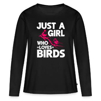 Observation des oiseaux Mignon Amoureux des oiseaux - T-shirt manches longues Premium bio Femme - noir - Devant - Julia (174cm)