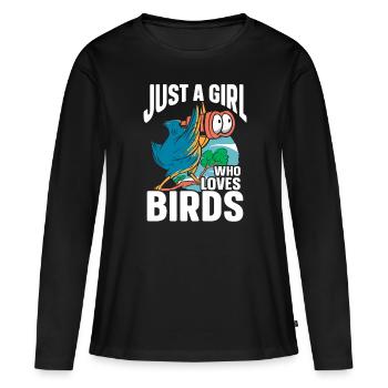 Observation des oiseaux Mignon Amoureux des oiseaux - T-shirt manches longues Premium bio Femme - noir - Devant - Julia (174cm)