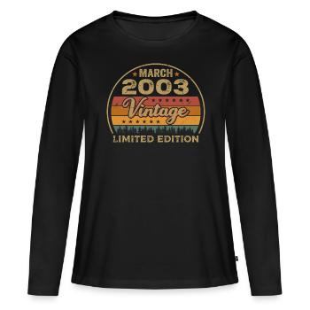 Vintage märz 2003 Geburtstag märz 2003 Retro 2003 - Frauen Premium Bio Langarmshirt - Schwarz - Vorne - Julia (174cm)