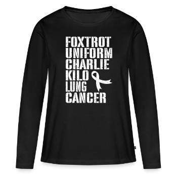 Drôle de cancer du poumon ruban blanc poumon poumon LUng - T-shirt manches longues Premium bio Femme - noir - Devant - Julia (174cm)