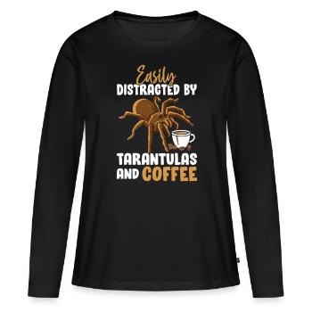 Tarentule Café Drôle Arachnide Exotique Grand - T-shirt manches longues Premium bio Femme - noir - Devant - Julia (174cm)