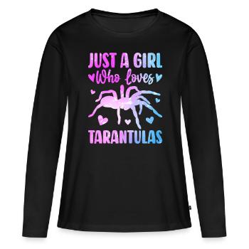 Juste une fille qui aime les araignées arachnides tarentule - T-shirt manches longues Premium bio Femme - noir - Devant - Julia (174cm)
