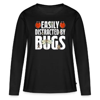 Easily Distracted By Bugs Entomology Funny Bugs - Women's Premium Organic Long Sleeve Shirt - black - Front - Julia (174cm)