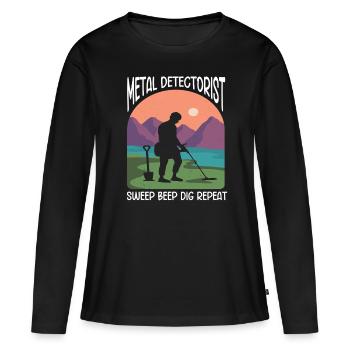 Metal Detectorist Metal Detecting - Frauen Premium Bio Langarmshirt - Schwarz - Vorne - Julia (174cm)
