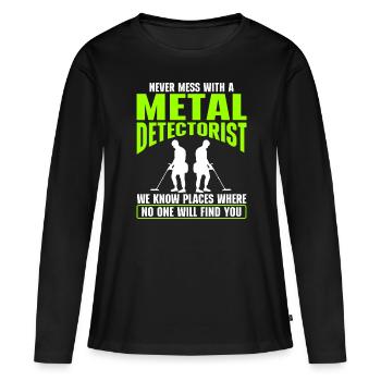 Metal Detectorist Metal Detecting - Frauen Premium Bio Langarmshirt - Schwarz - Vorne - Julia (174cm)